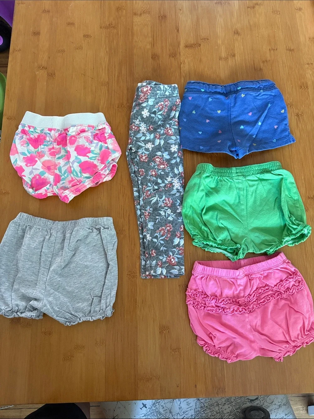 18 Month Summer Knit Shorts and Leggings Bundle Girl - Pink, Blue, Green, Gray
